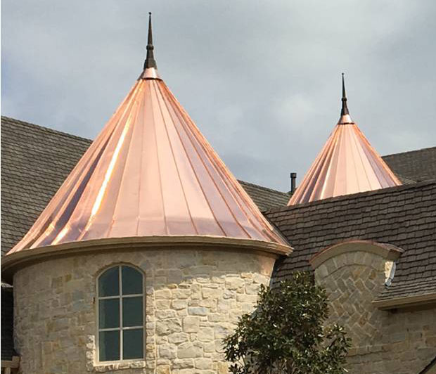 Cooper metal roof spires